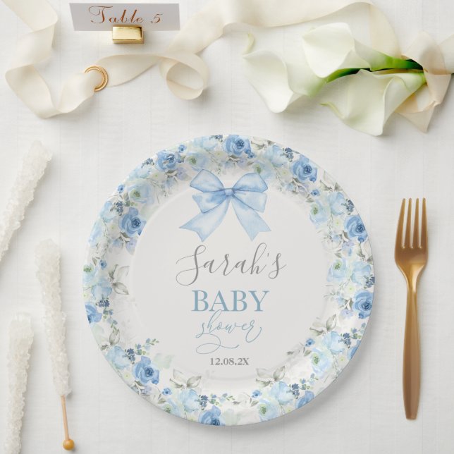 Assiettes En Carton Baby shower Garçon avec arc (Mariage)
