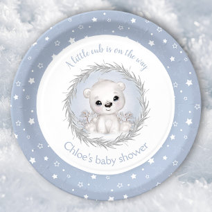 Assiettes En Carton Baby shower garçon d'hiver de l'ours polaire migno