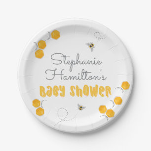 Assiettes En Carton Baby Shower Genre Neutre Miel Douce Abeille