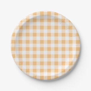 Assiettes En Carton Baby shower gingham orange