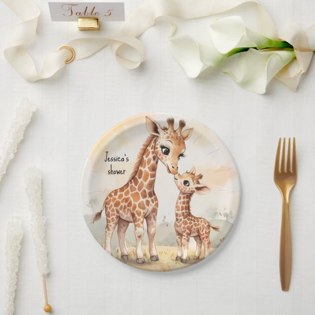 Assiettes En Carton Baby-Shower Girafe (Mariage)