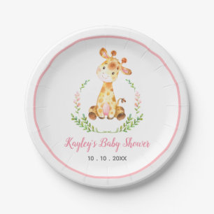Assiettes En Carton Baby shower Giraffe (animal de Safari mignon)