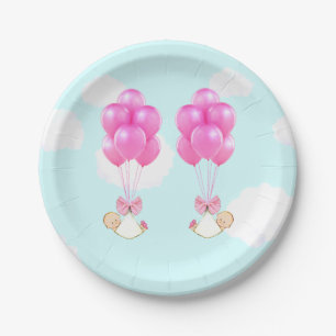 Assiettes En Carton Baby shower Girl Twins Décoration