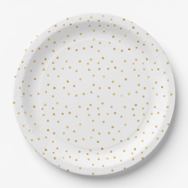Assiettes En Carton Baby shower Glitzy Gold Confetti (Devant)