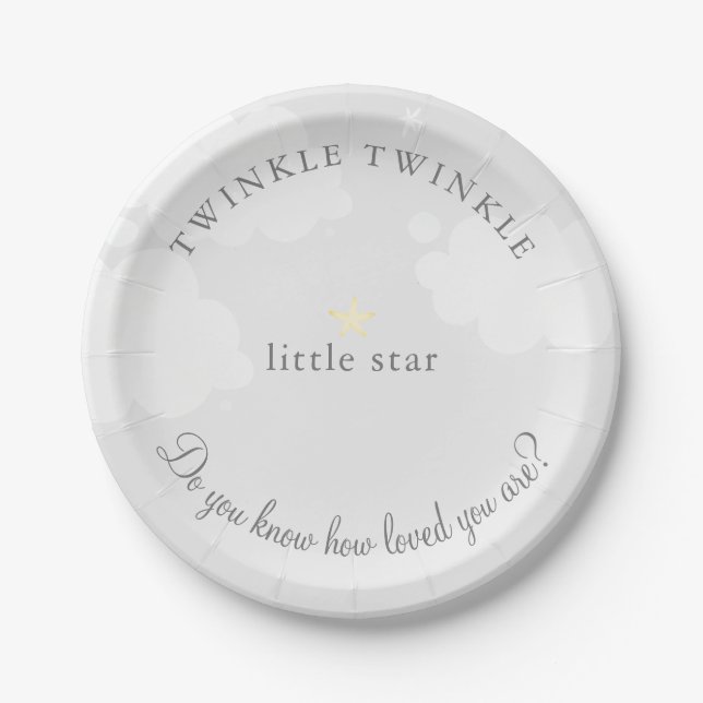 Assiettes En Carton Baby shower gris de Twinkle Little Star (Devant)