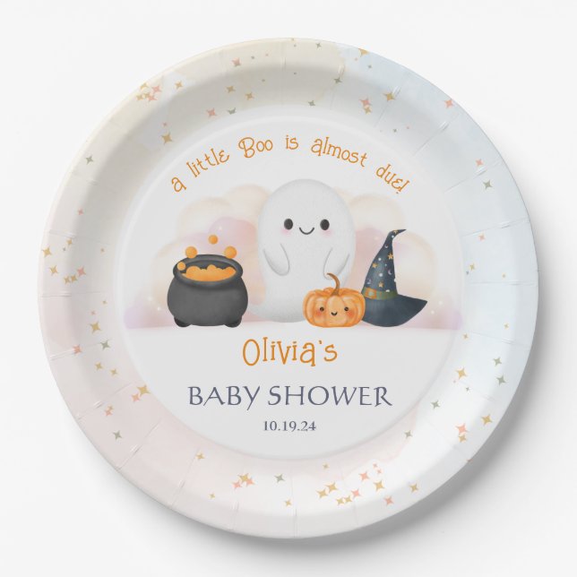 Assiettes En Carton Baby shower Halloween Little Boo (Devant)