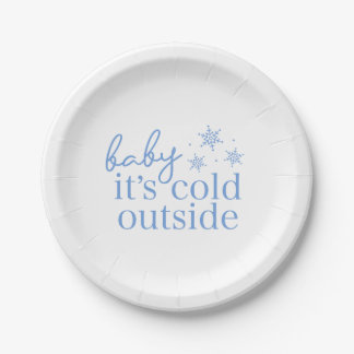 Assiettes En Carton Baby Shower Hiver Bleu Bébé Il Fait Froid Dehors