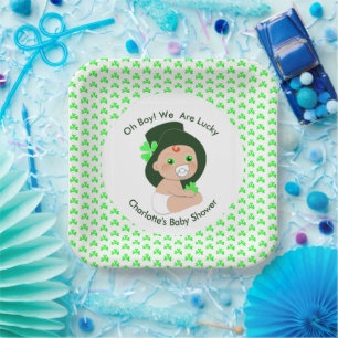 Assiettes En Carton Baby shower irlandais Leprechaun Shamrock chanceux