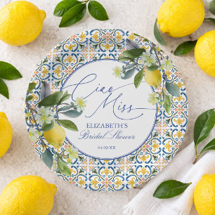 Assiettes En Carton Baby Shower Italien au Citron