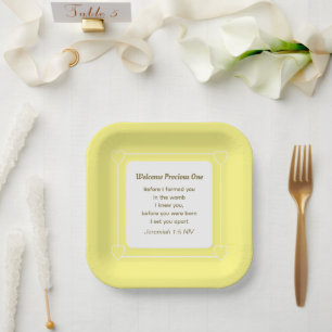Assiettes En Carton Baby shower jaune clair et mignon