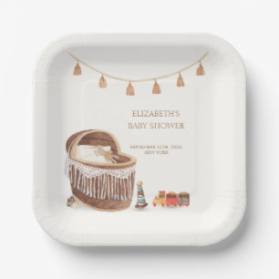Assiettes En Carton Baby shower Jouet Boho Bassinet Neutre Sur Le Sexe