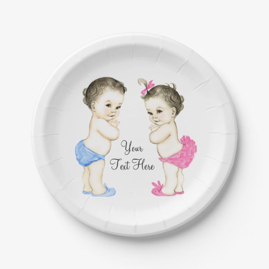 Assiettes En Carton Baby Shower Jumeau Adorable De Bebe Et De Fille Zazzle Ca