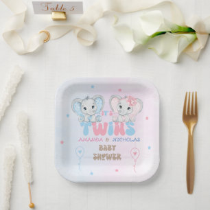 Assiettes En Carton Baby shower jumeaux fille garçon