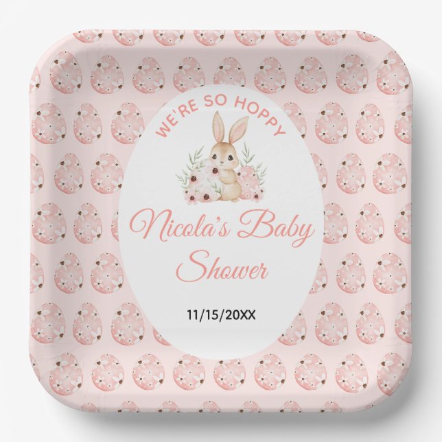 Assiettes En Carton Baby Shower Lapin de Pâques (Recto)