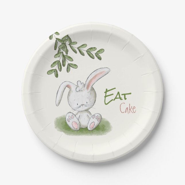 Assiettes En Carton Baby shower lapin mignon (Devant)
