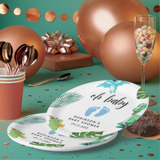 Assiettes En Carton Baby shower Little Dino (Multi)