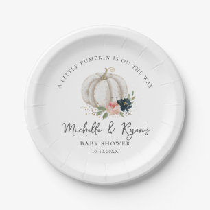 Assiettes En Carton Baby Shower Little Pumpkin Est Sur Le Chemin