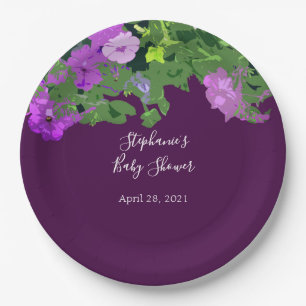 Assiettes En Carton Baby shower mauve d'aubergine de Petunia