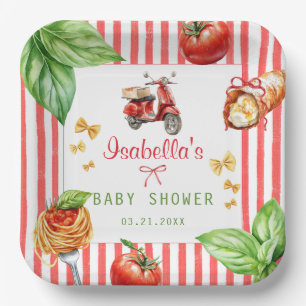 Assiettes En Carton Baby shower méditerranéen italien Saint Cannoli