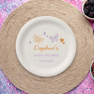 Assiettes En Carton Baby shower mignon à la lavande et aux papillons o