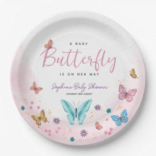 Assiettes En Carton Baby shower mignon Whimsical Petits Papillons Girl
