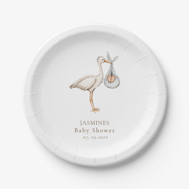 Assiettes En Carton baby shower minimal moderne (Devant)