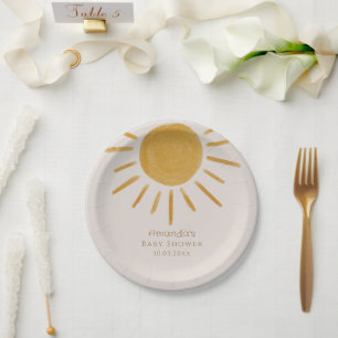 Assiettes En Carton Baby shower minimaliste Boho Sun