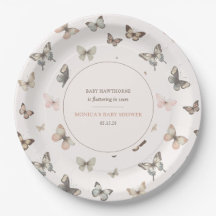 Baby-shower minimaliste chic papillon aquarelle