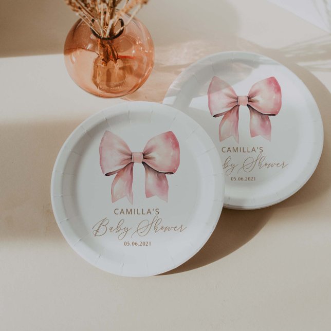 Assiettes En Carton Baby shower minimaliste de fille de la corne rose (Créateur téléchargé)