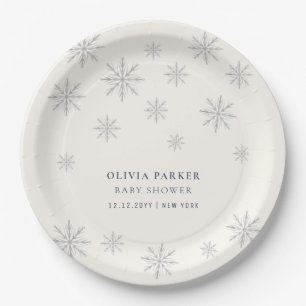 Assiettes En Carton Baby shower minimaliste de flocons d'hiver Boho