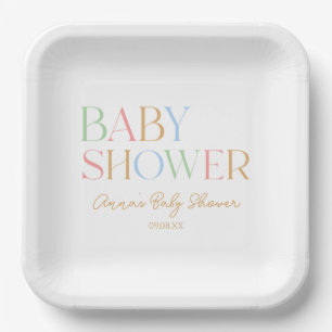 Assiettes En Carton Baby shower minimaliste moderne coloré