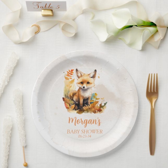 Assiettes En Carton Baby shower mite de Fox Woodland (Mariage)