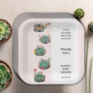 Assiettes En Carton Baby shower moderne de cactus succulents