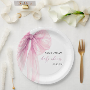 Assiettes En Carton Baby shower moderne de la boue rose