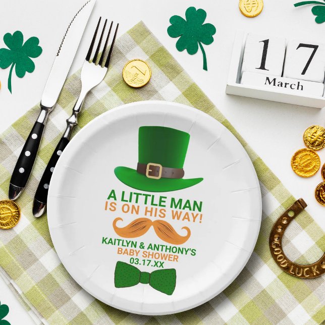 Assiettes En Carton Baby shower moderne de la Saint Patrick de Leprech (Créateur téléchargé)