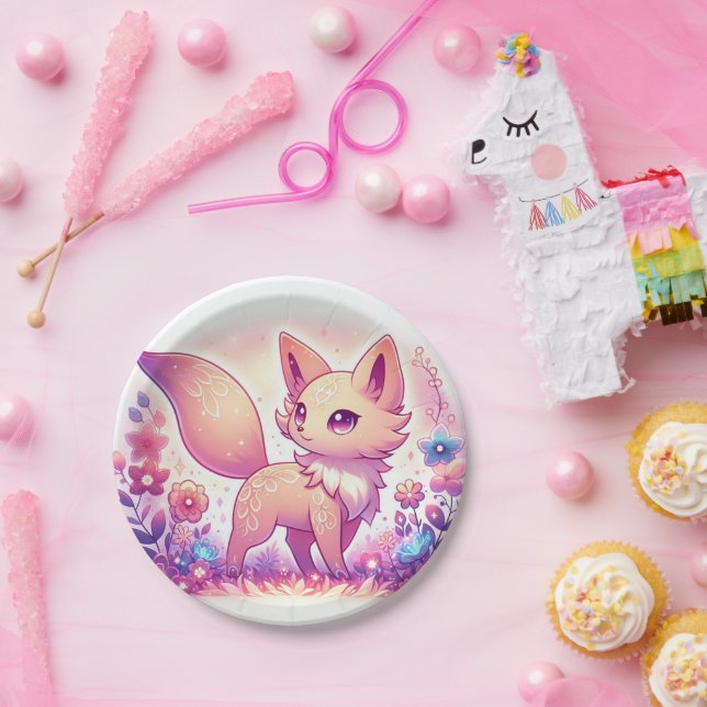 Assiettes En Carton Baby shower moderne Magic Fox (Fête)