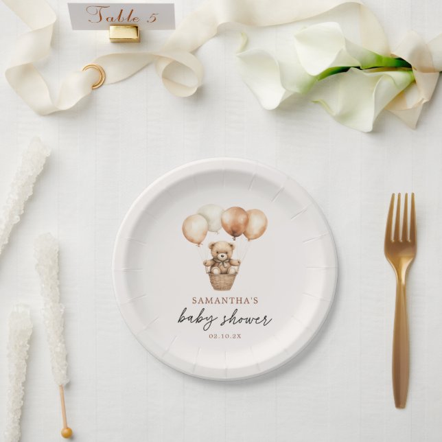 Assiettes En Carton Baby shower moderne Teddy Bear Genre Neutre (Mariage)
