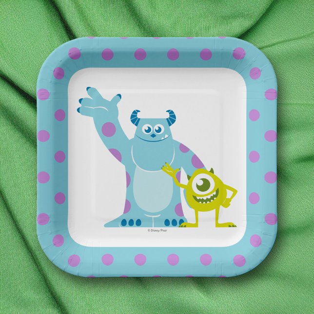 Assiettes En Carton Baby shower Monsters Inc. (Plate on tablecloth)