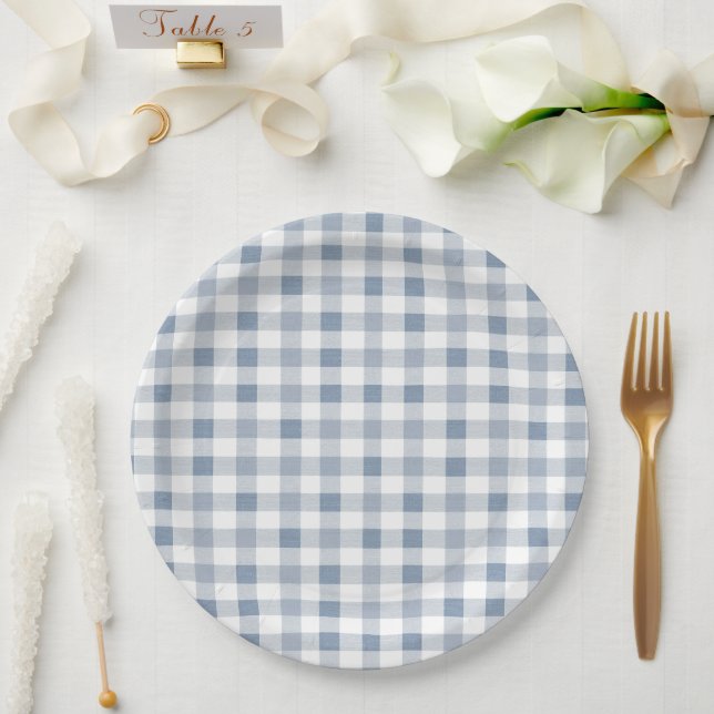 Assiettes En Carton Baby shower Motif Blueberry En vichy (Mariage)