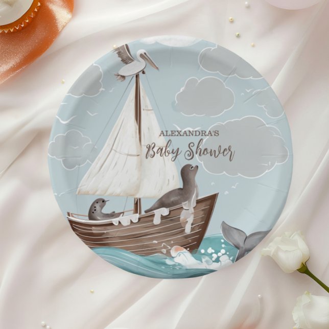 Assiettes En Carton Baby shower nautique (Créateur téléchargé)