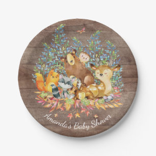 Assiettes En Carton Baby shower neutre 7" d'animaux de région boisée
