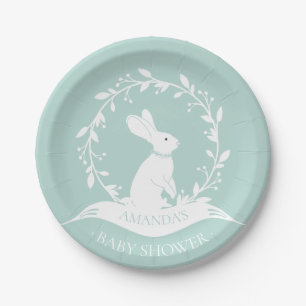 Assiettes En Carton Baby shower neutre 7" de lapin plat