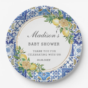 Assiettes En Carton Baby shower nuptial méditerranéen citron