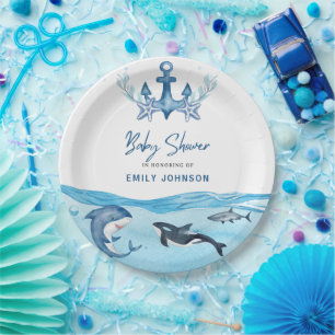 Assiettes En Carton Baby shower Océan & Mer