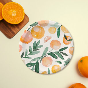 Assiettes En Carton Baby shower Orange Cute Citrus