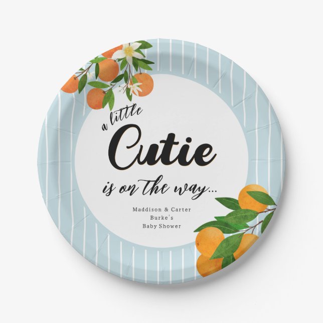 Assiettes En Carton Baby shower Orange Little Cutie - Marché bio (Devant)