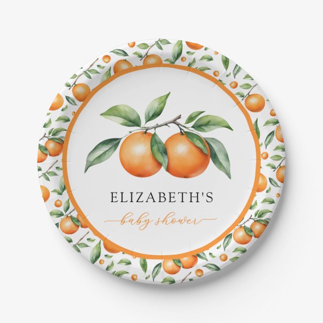 Assiettes En Carton Baby shower Orange Twins (Devant)