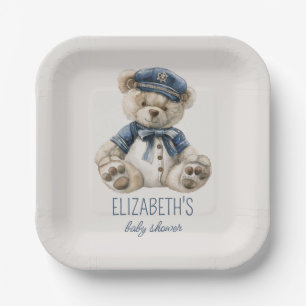 Assiettes En Carton Baby Shower Ours Bébé Bleu Marin