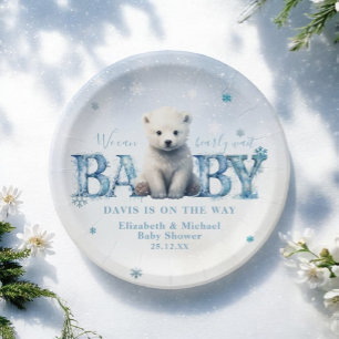 Assiettes En Carton Baby Shower Ours Moderne à Peine Attendre Flocon d