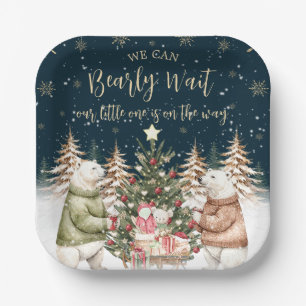 Assiettes En Carton Baby Shower Ours Polaire Flocon de Neige Hiver